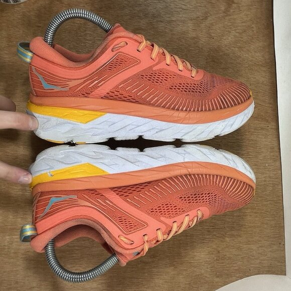 Hoka One One Bondi 7 Womens Size 7 Running Shoes Orange Sneakers - Picture 6 of 9